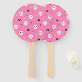 Cute roze schedel Halloween Patroon Handwaaier (Voorkant en achterkant)