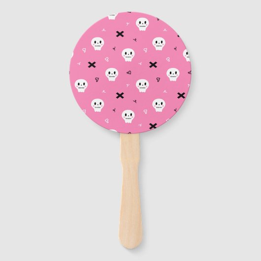 Cute roze schedel Halloween Patroon Handwaaier (Voorkant)