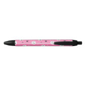 Cute roze schedel Halloween Patroon Zwarte Inkt Pen (Achterkant)