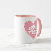 Cute roze schedel in het hart mok (Voorkant rechts)