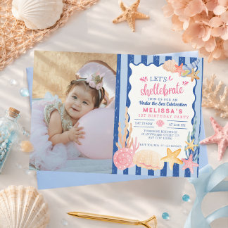 Cute Roze Schelp-viering Zee Schelp Onder Zee Foto Kaart
