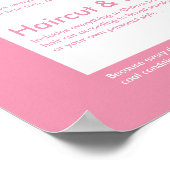 Cute Roze Silhouet Hond Kappersalon Menu Poster (Hoek)