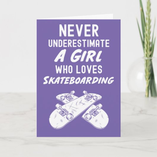 Cute Roze Skateboarden Kaarten Voor Meisjes Skateb (Voorkant)