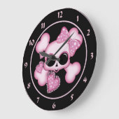 Cute Roze Skull Grote Klok (Hoek)