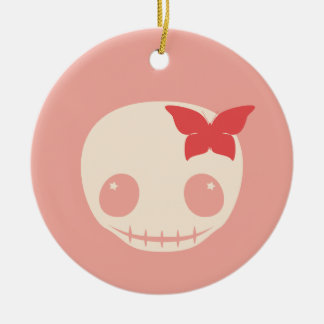 Cute Roze Skull Keramisch Ornament