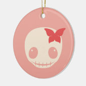 Cute Roze Skull Keramisch Ornament (Links)