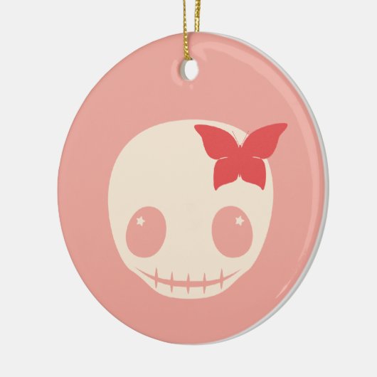 Cute Roze Skull Keramisch Ornament (Links)