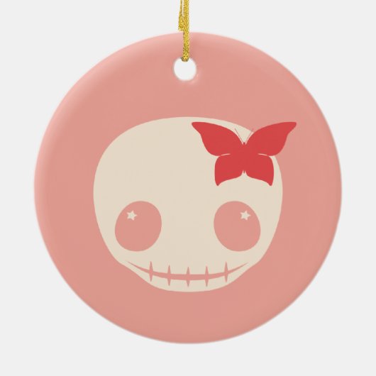 Cute Roze Skull Keramisch Ornament (Achterkant)