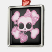 Cute Roze Skull Metalen Ornament (Links)