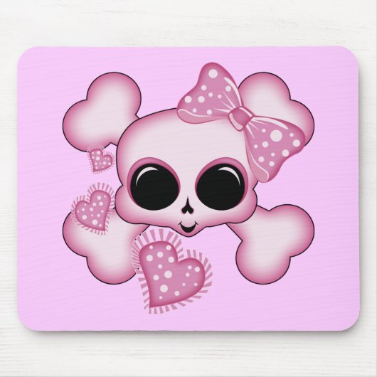 Cute Roze Skull Muismat (Voorkant)