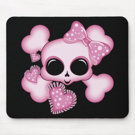 Cute Roze Skull Muismat (Voorkant)