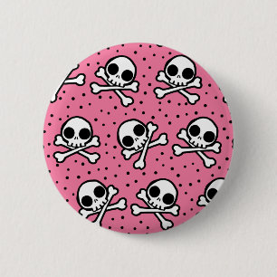 Cute Roze Skull Ronde Button 5,7 Cm