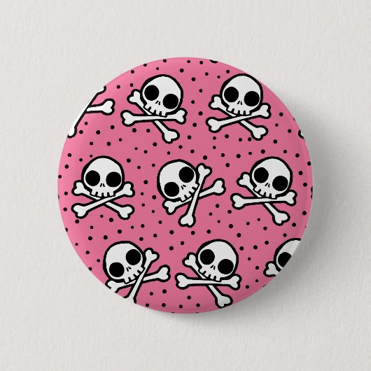 Cute Roze Skull Ronde Button 5,7 Cm (Voorkant)