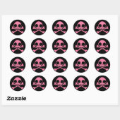 Cute Roze Skull Ronde Sticker (Vel)