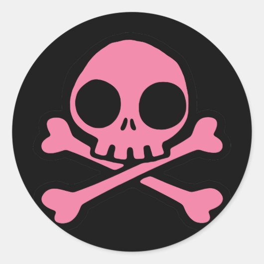 Cute Roze Skull Ronde Sticker (Voorkant)