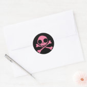 Cute Roze Skull Ronde Sticker (Envelop)