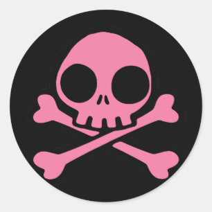 Cute Roze Skull Ronde Sticker