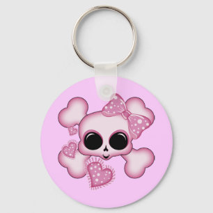 Cute Roze Skull Sleutelhanger