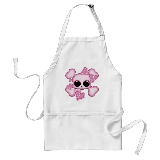 Cute Roze Skull Standaard Schort (Voorkant)