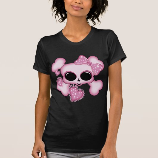 Cute Roze Skull T-shirt (Voorkant)