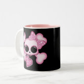 Cute Roze Skull Tweekleurige Koffiemok (Voorkant links)