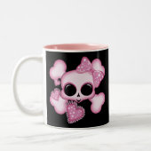 Cute Roze Skull Tweekleurige Koffiemok (Links)