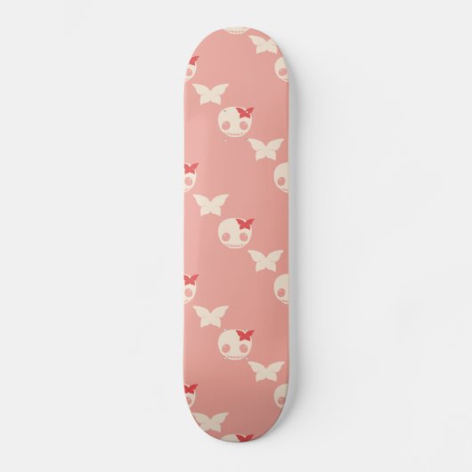 Cute Roze Skulls Persoonlijk Skateboard (Voorkant)
