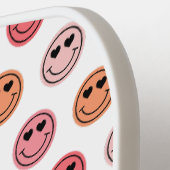 Cute Roze Smiley Face Patroon Monogram Pickleball Paddle (Links Detail)