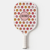 Cute Roze Smiley Face Patroon Monogram Pickleball Paddle (Achterkant)