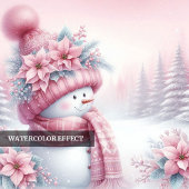 Cute roze sneeuwman kerstkaart voor kinderen