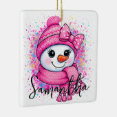 Cute Roze Sneeuwmeisje Foto Keramisch Ornament (Rechts)
