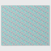Cute roze snoeppatroon - Aqua Blue Kerstmis Cadeaupapier (Vlak)