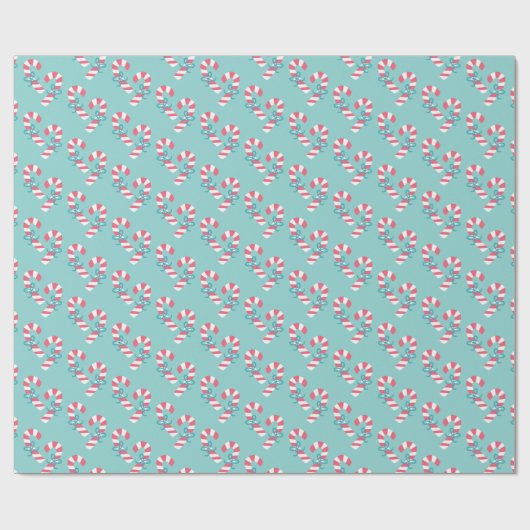 Cute roze snoeppatroon - Aqua Blue Kerstmis Cadeaupapier (Vlak)