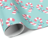 Cute roze snoeppatroon - Aqua Blue Kerstmis Cadeaupapier (Rol Hoek)