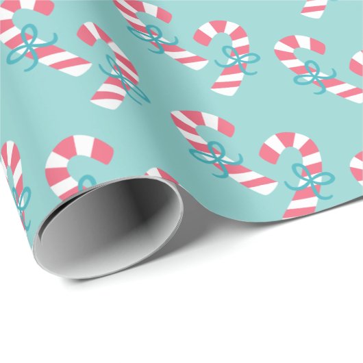 Cute roze snoeppatroon - Aqua Blue Kerstmis Cadeaupapier (Rol Hoek)