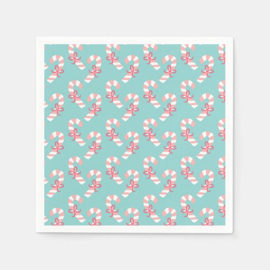 Cute roze snoeppatroon - Aqua Blue Kerstmis Servet (Voorkant)