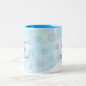 Cute roze snowman-Feestdagen Tweekleurige Koffiemok (Center)