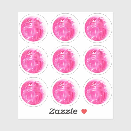Cute Roze Spiegelbal 9 Sticker Set (Vel)