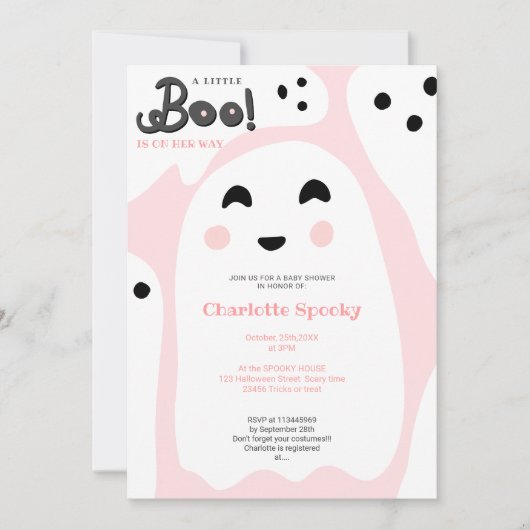 Cute roze spoken Halloween boe baby shower Kaart (Voorkant)