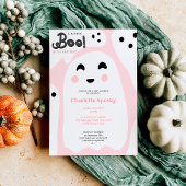 Cute roze spoken Halloween boe baby shower Kaart