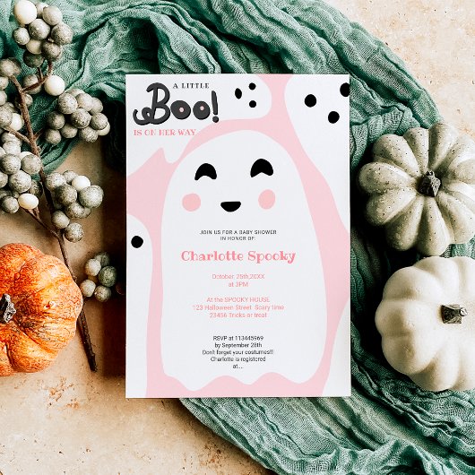 Cute roze spoken Halloween boe baby shower Kaart