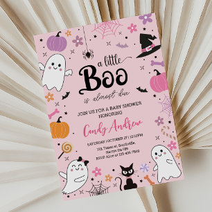 Cute roze spoken Halloween boe baby shower Kaart