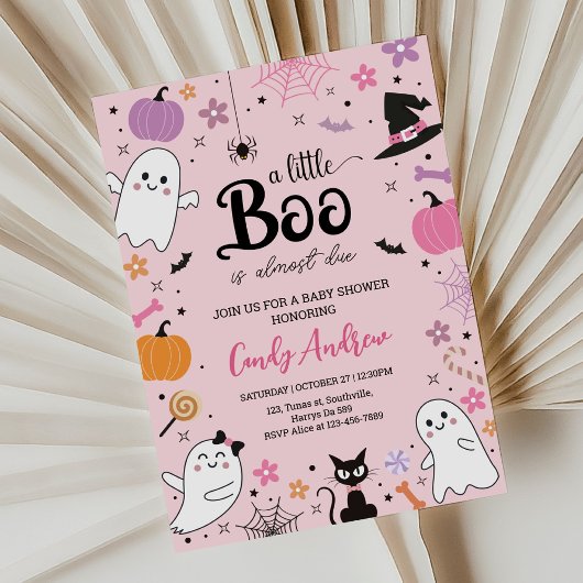 Cute roze spoken Halloween boe baby shower Kaart