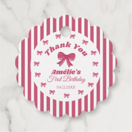 Cute Roze Strik 1e Verjaardag Bedankjes Labels