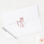 Cute Roze Strik 1e Verjaardag Ronde Sticker (Envelop)