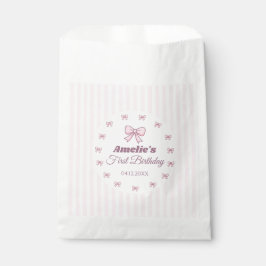 Cute Roze Strik 1e Verjaardagsfeestje Bedankzakje