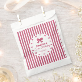 Cute Roze Strik 1e Verjaardagsfeestje Bedankzakje