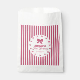 Cute Roze Strik 1e Verjaardagsfeestje Bedankzakje