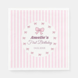 Cute Roze Strik 1e Verjaardagsfeestje Servet