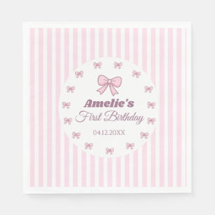 Cute Roze Strik 1e Verjaardagsfeestje Servet